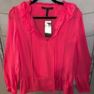 NWT BCBG Maxazria Ruffled Pink Blouse - Medium